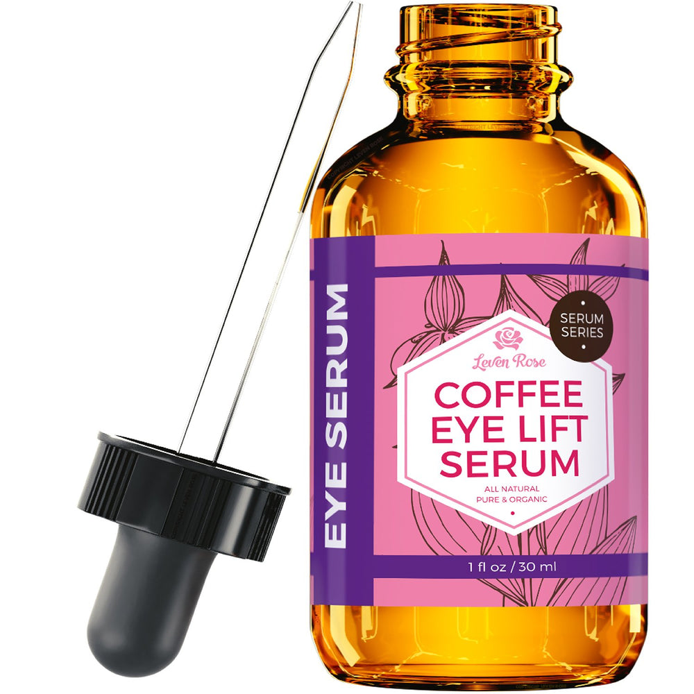 Leven Rose Coffee Oil serum dispense shows easy daily eye-area application
