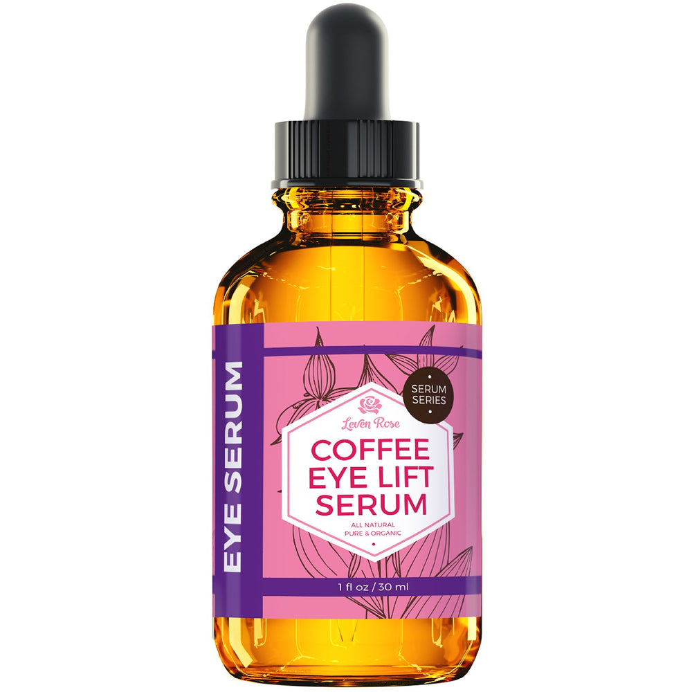 Leven Rose Coffee Oil under-eye area image highlights reduced puffiness and refreshed look