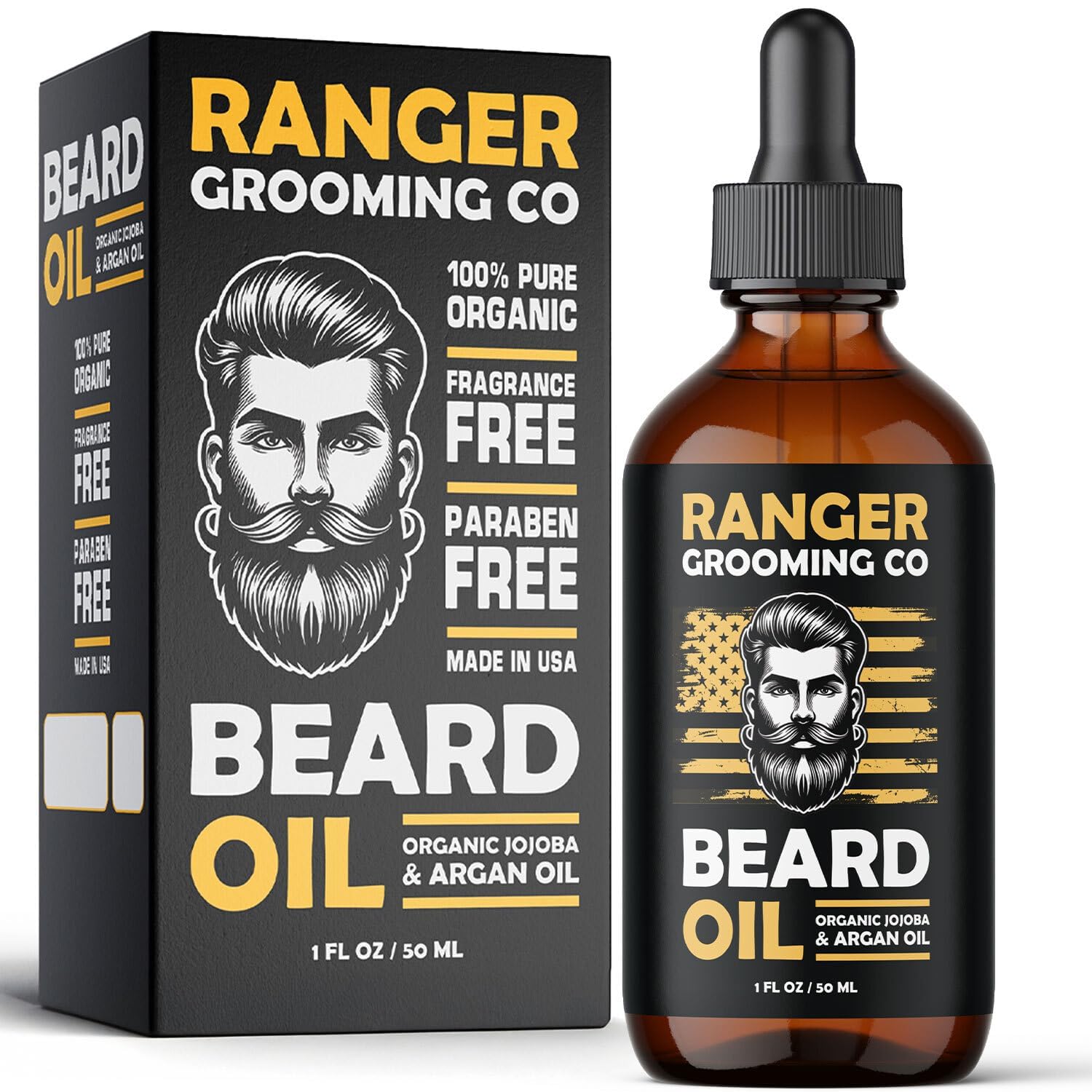 Leven Rose huile barbe flacon ambre, absorption rapide et soin pratique.
