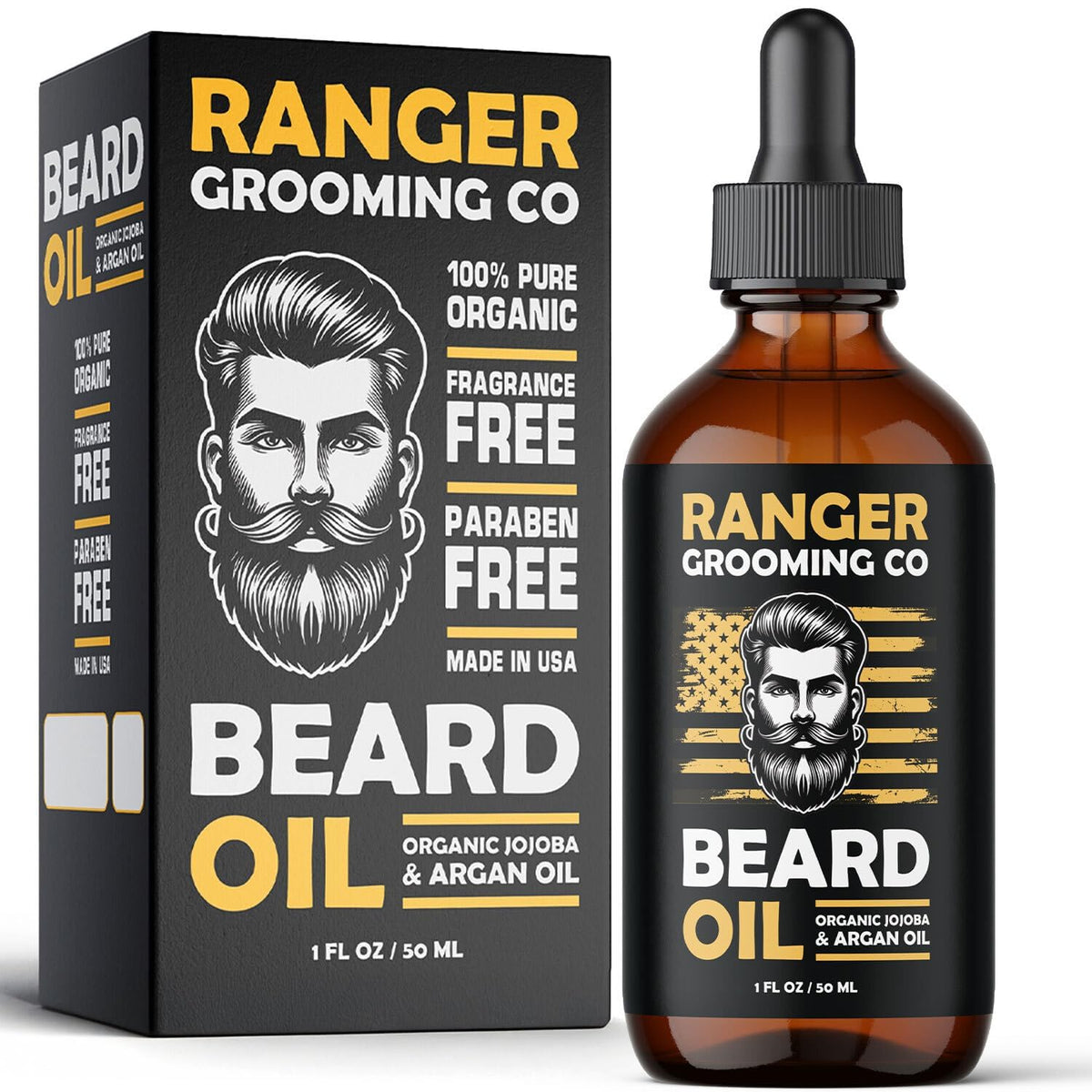 Leven Rose huile barbe flacon ambre, absorption rapide et soin pratique.