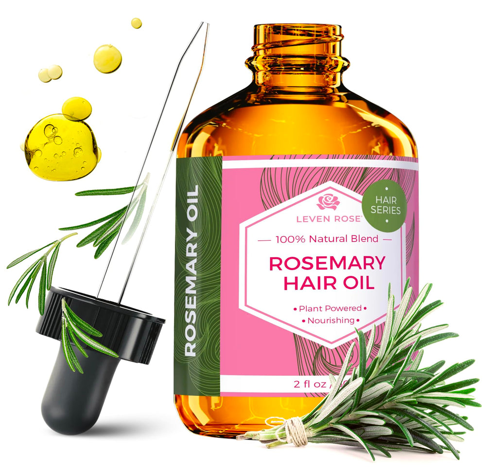 Leven Rose huile croissance cheveux romarin en bouteille, soin léger et nourrissant le cuir chevelu.