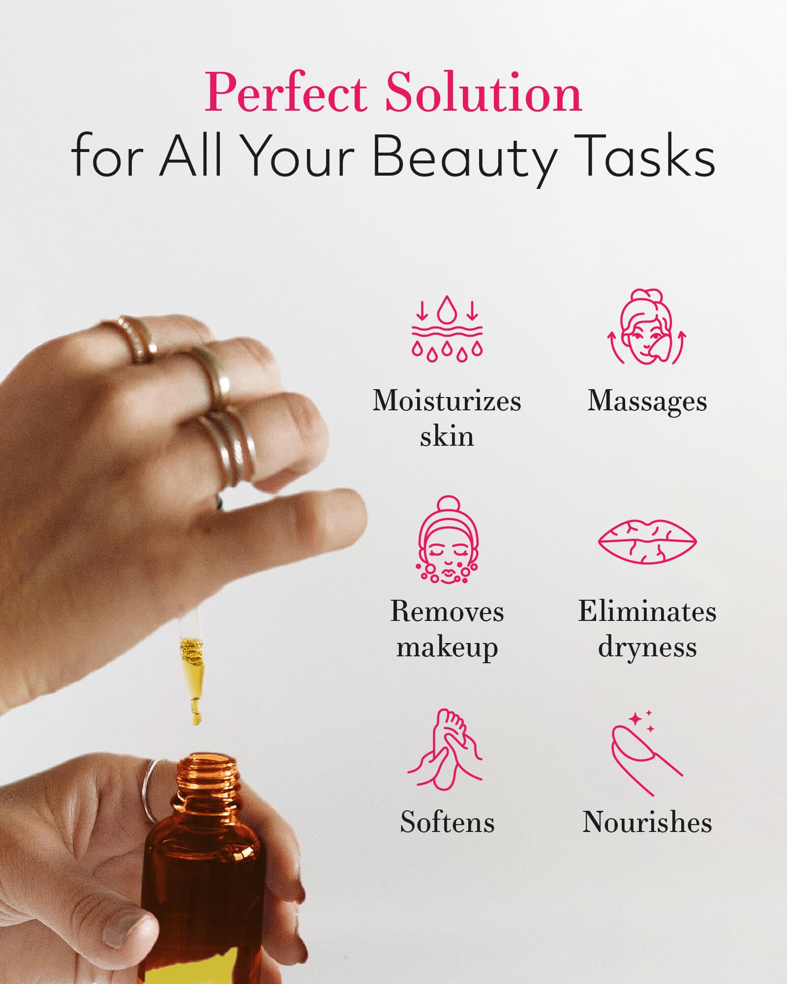 Huile jojoba Leven Rose pour peau nette, hydrate durablement et régénère en douceur.