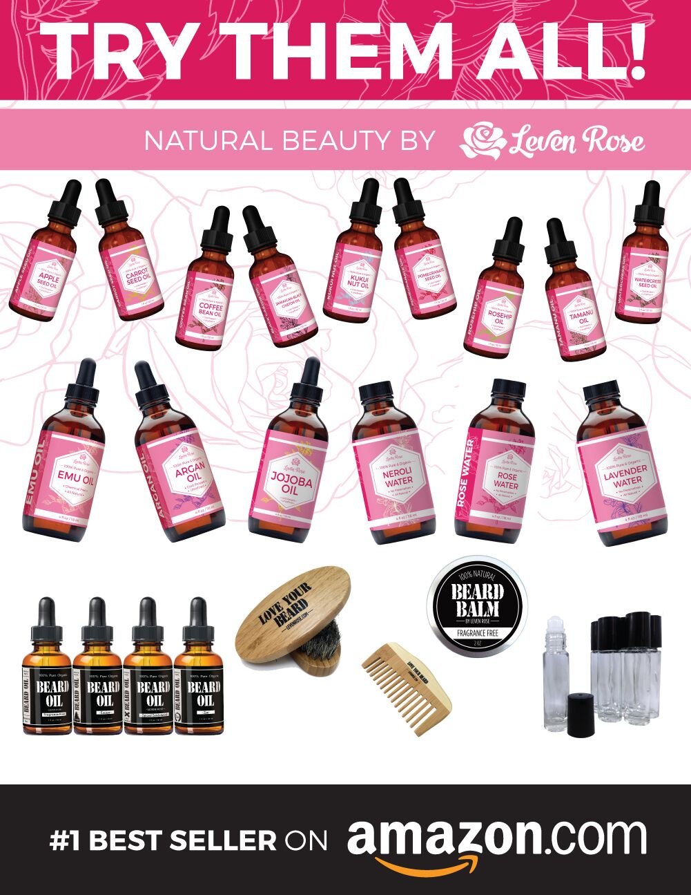 Leven Rose Pomegranate Oil on vanity top ready for daily use.