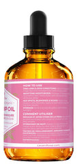 Leven Rose rosehip oil used on body for hydrating and renewing skin.