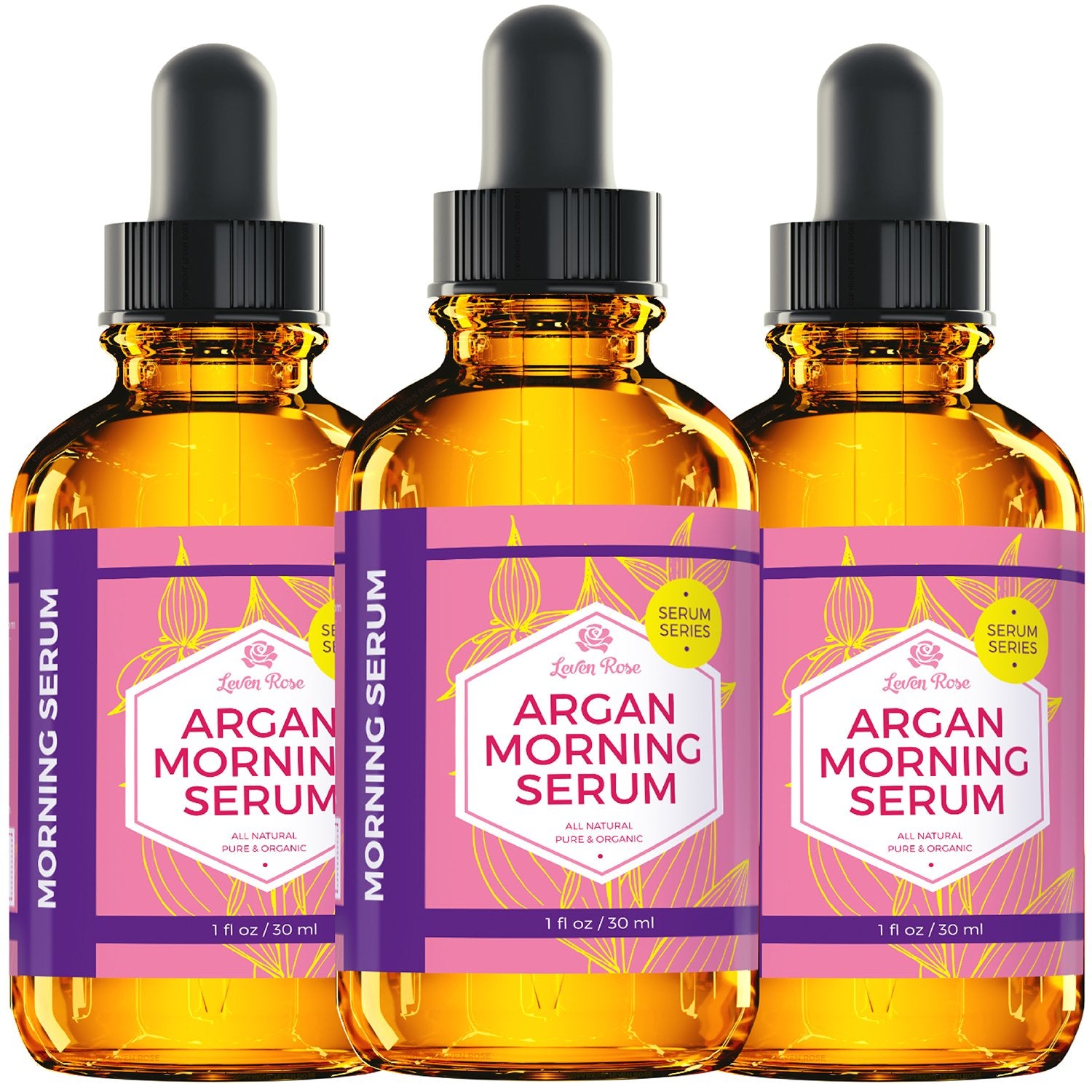 Leven Rose sérum argan-rituel-matin: routine simple pour peau fraîche.