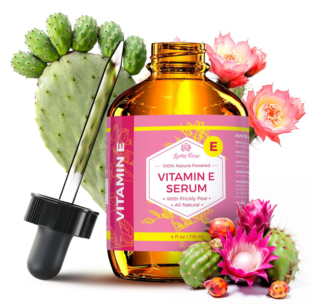 Leven Rose Vitamin E Oil Serum bottle shown for skin hydration