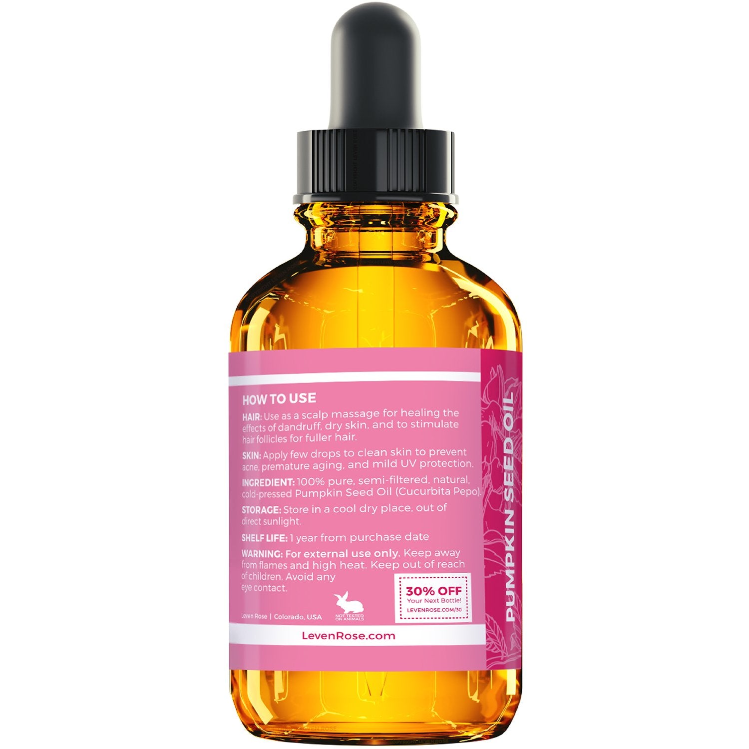 Leven Rose huile potiron hydrate profondément la peau pour un teint lumineux.