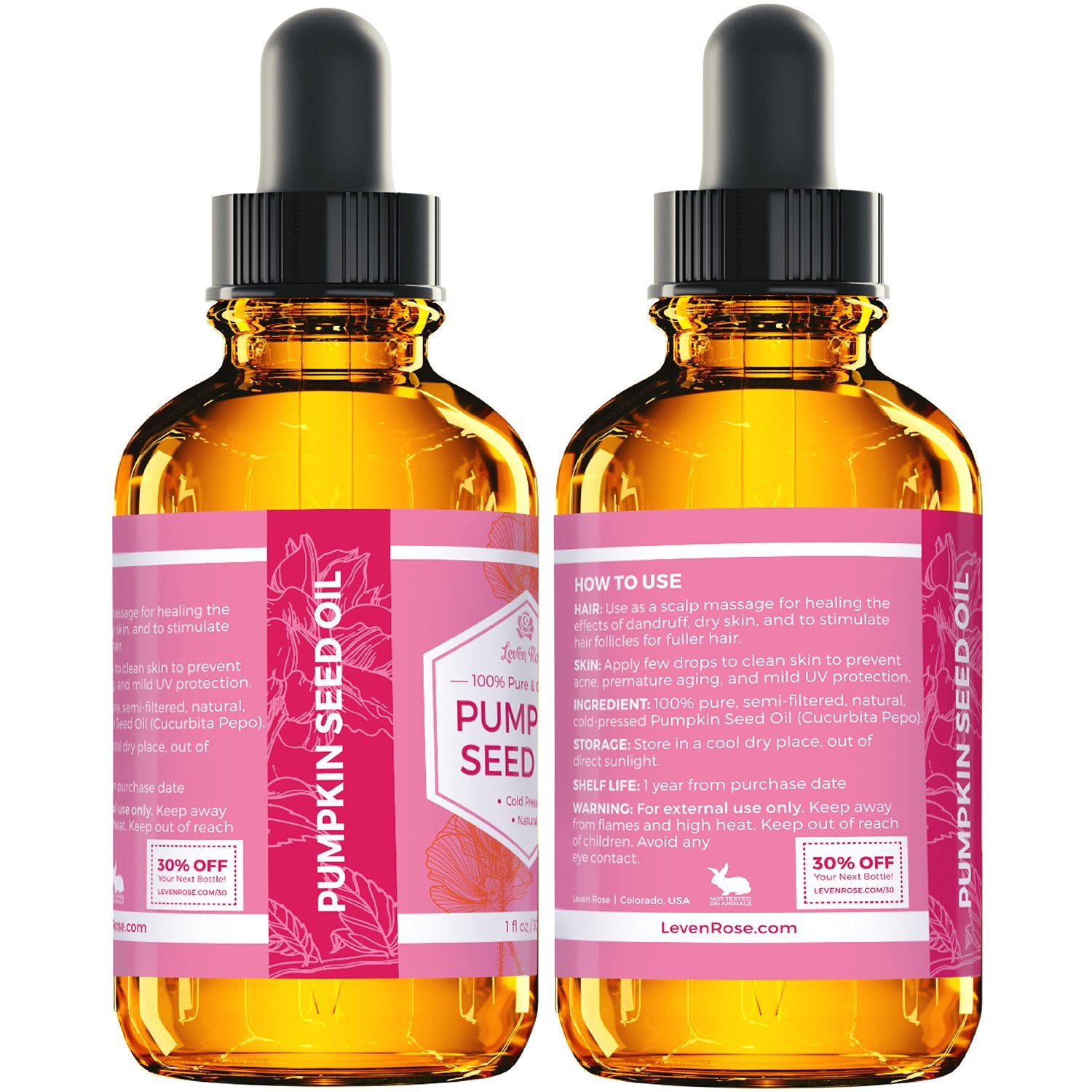 Leven Rose huile potiron nourrit et fortifie les ongles et cuticules.