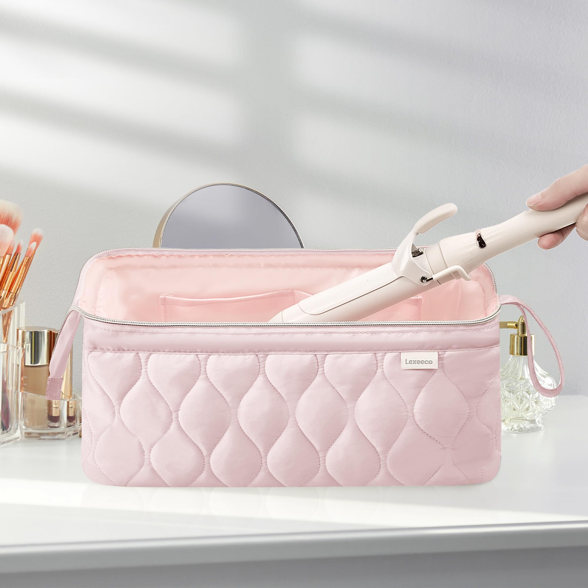Lexeeco etui portable pour Dyson Airwrap rose, transport sûr