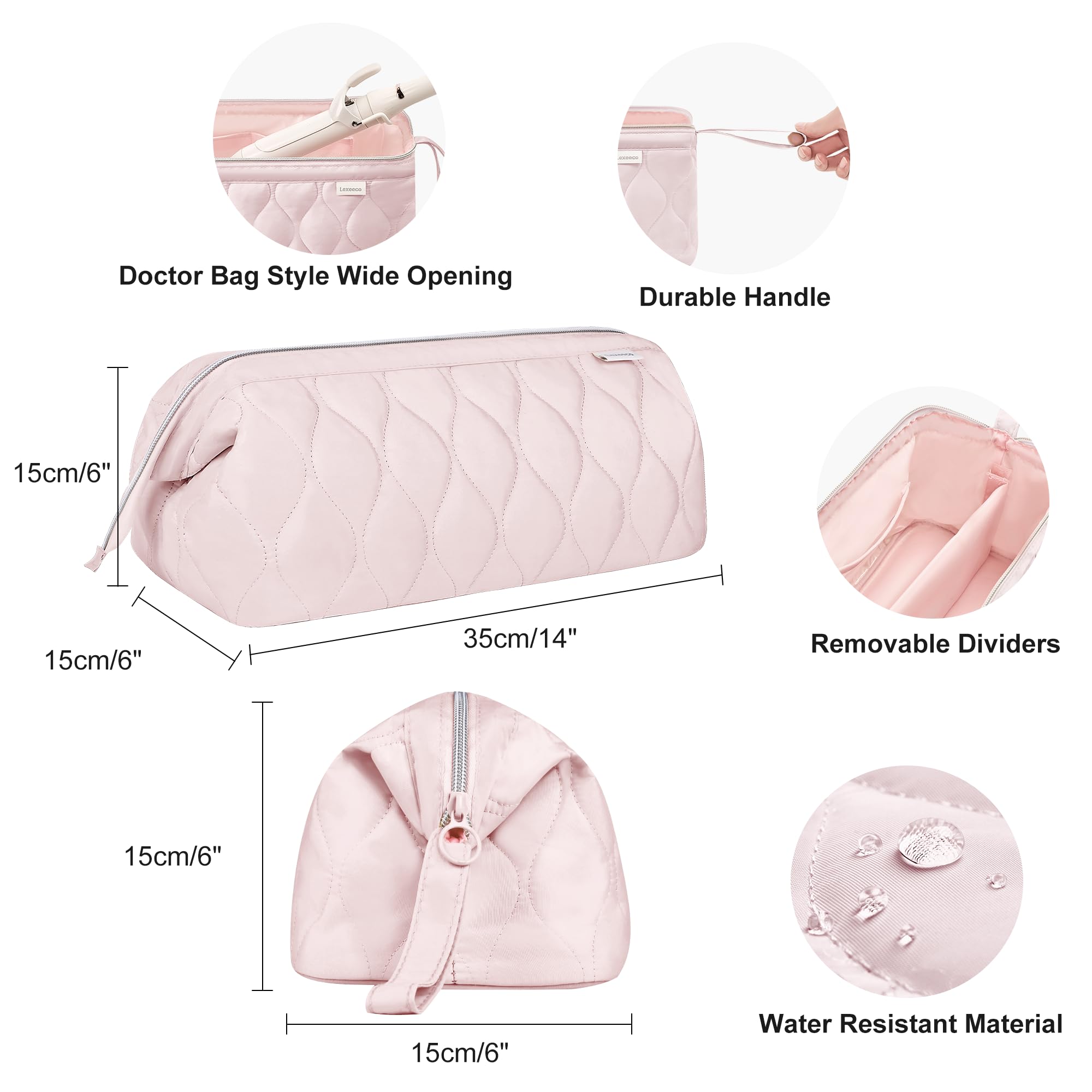 Lexeeco rembourrage doux puffer rose, protection lors du voyage