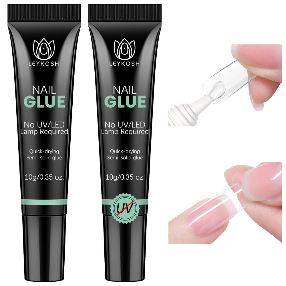 LEYKOSH colle pour ongles – séchage rapide en 10 secondes sans UV, précision et adhérence