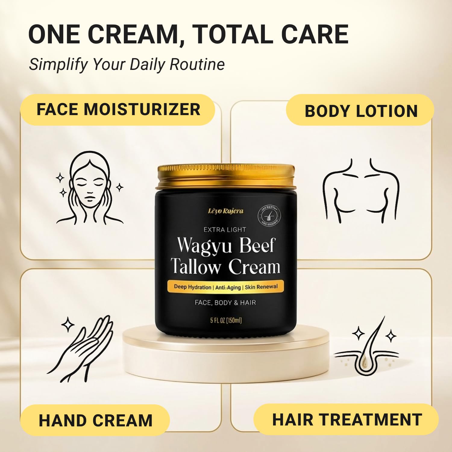 Lèyo Rujera hair hydration with beef tallow formula for scalp care.
