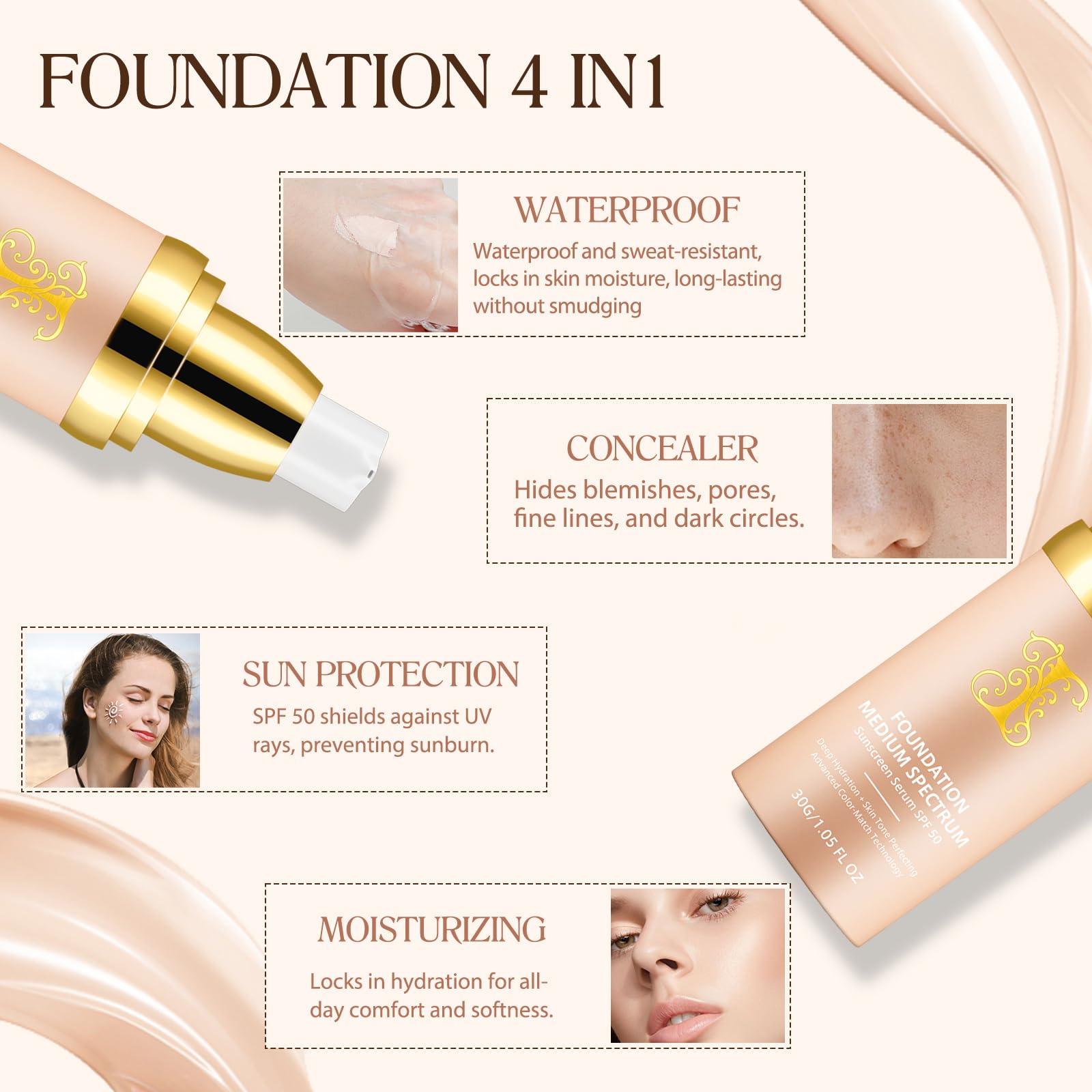 Leyosger Foundation 4 en 1 – hydratant léger, nourrissant et non collant.
