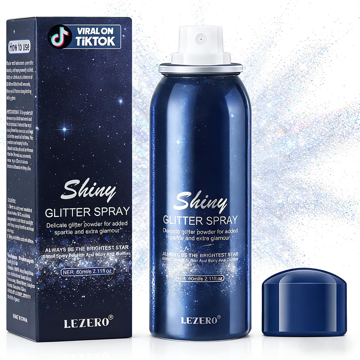 Lezero Body Glitter Spray – bouteille scintillante prête pour briller en soirée