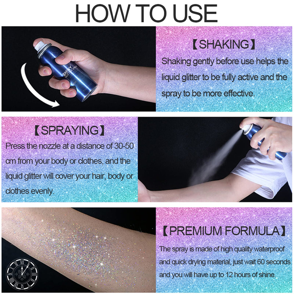 Lezero Body Glitter Spray – finition scintillante qui sèche rapidement