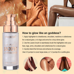 Lezero Body Shimmer Oil en teinte métallique or pour un éclat subtil.