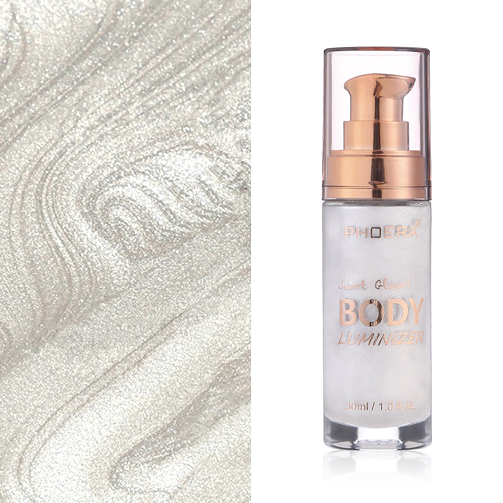 Lezero Body Shimmer Oil en teinte or rose sur peau lumineuse.