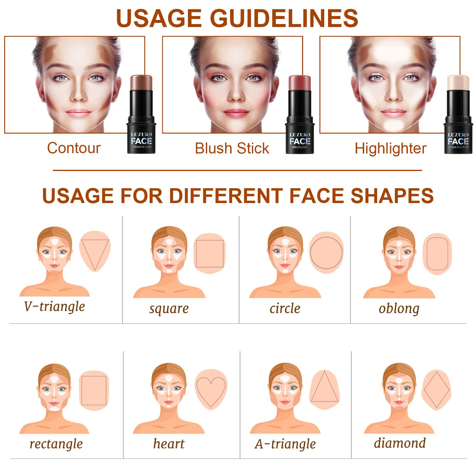 Lezero Contour Stick Trio – applicateur doux pour une application fluide.
