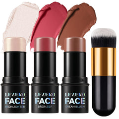 Lezero Contour Stick Trio – rouge à joues pour un éclat naturel et longue tenue.