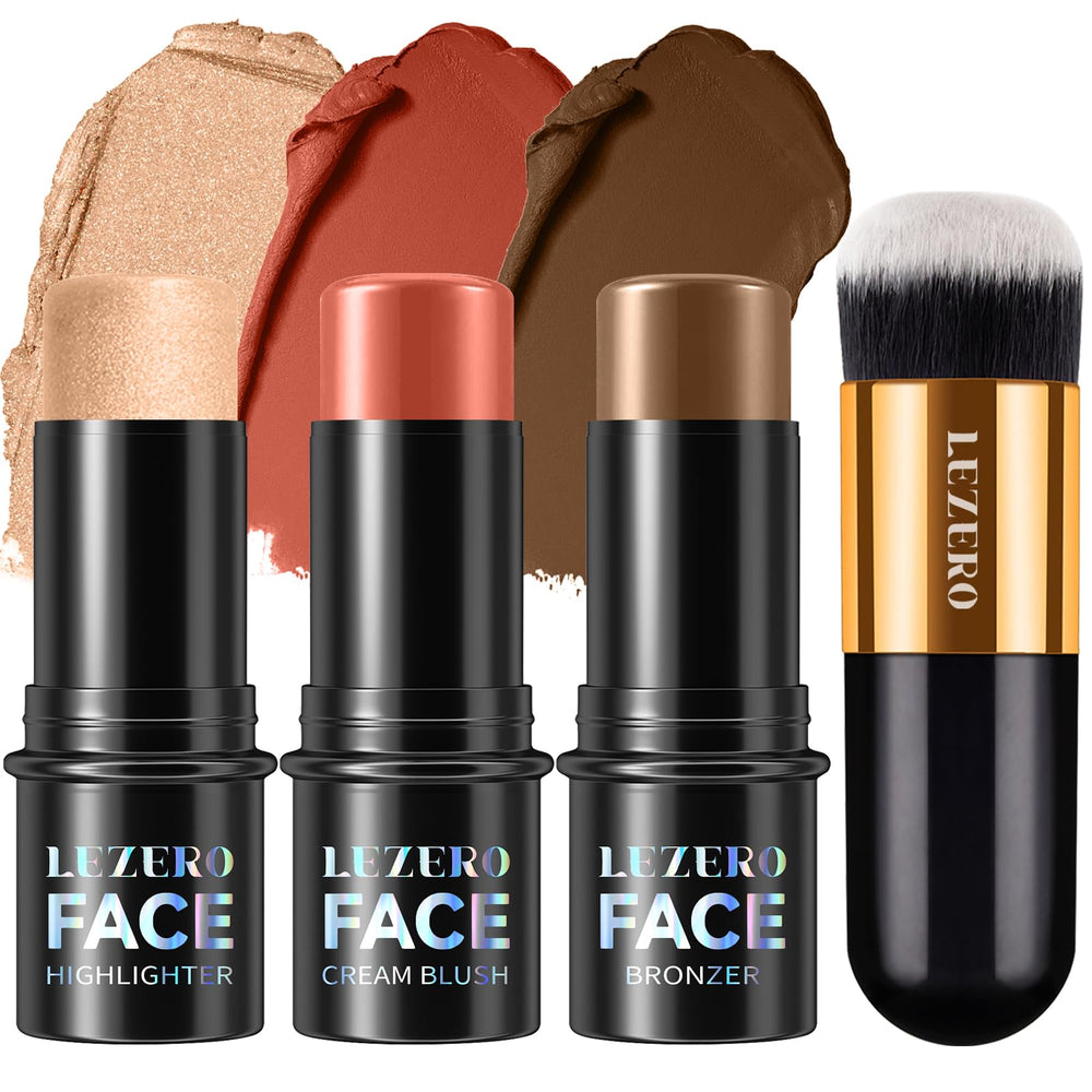 Lezero kit contour-stick avec blush, bronzer et highlighter pour sculpter le visage