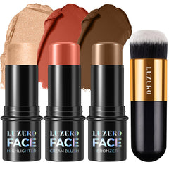 Lezero kit contour-stick avec blush, bronzer et highlighter pour sculpter le visage
