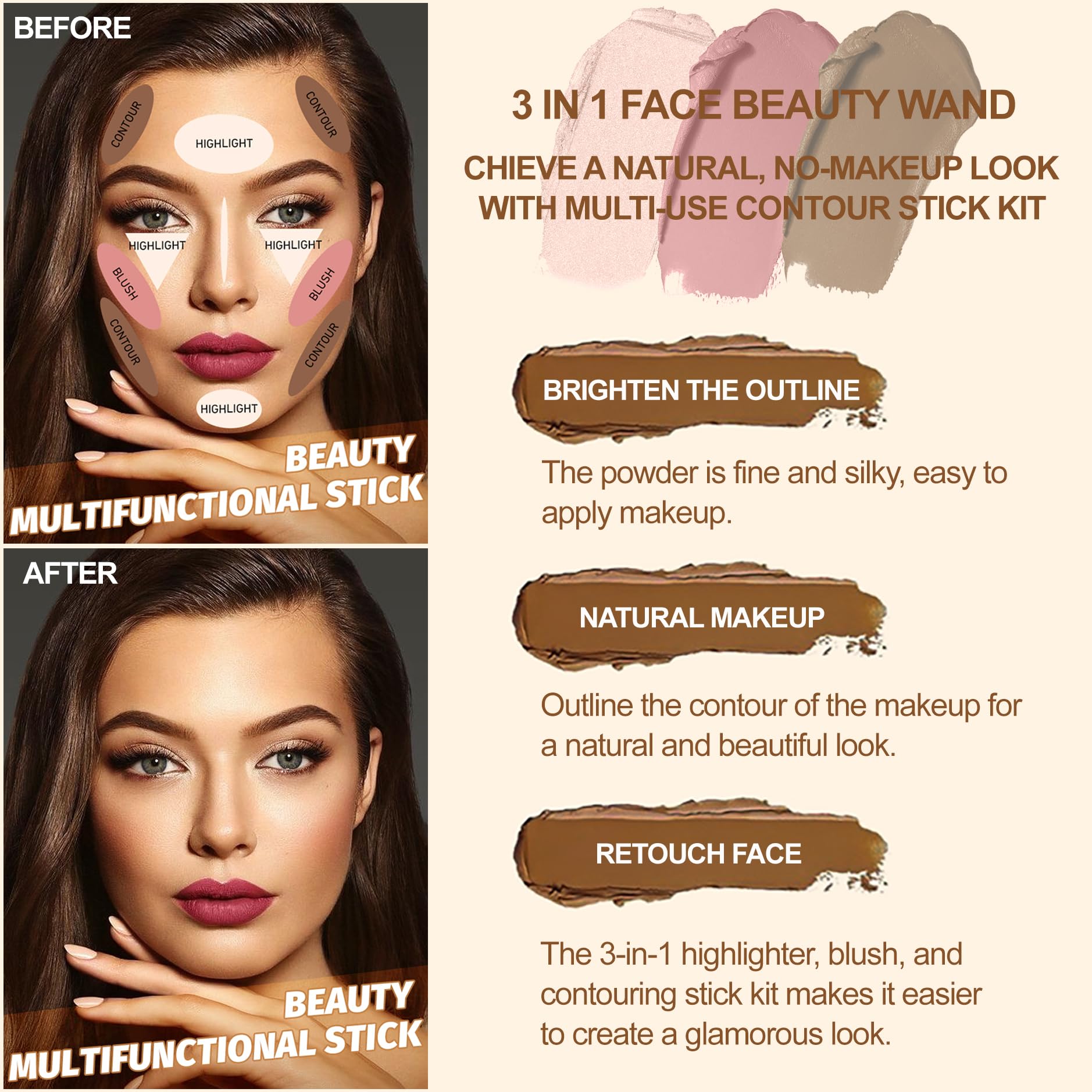 Lezero kit sticks bronzer chaleur: apporte une chaleur subtile et sculptée
