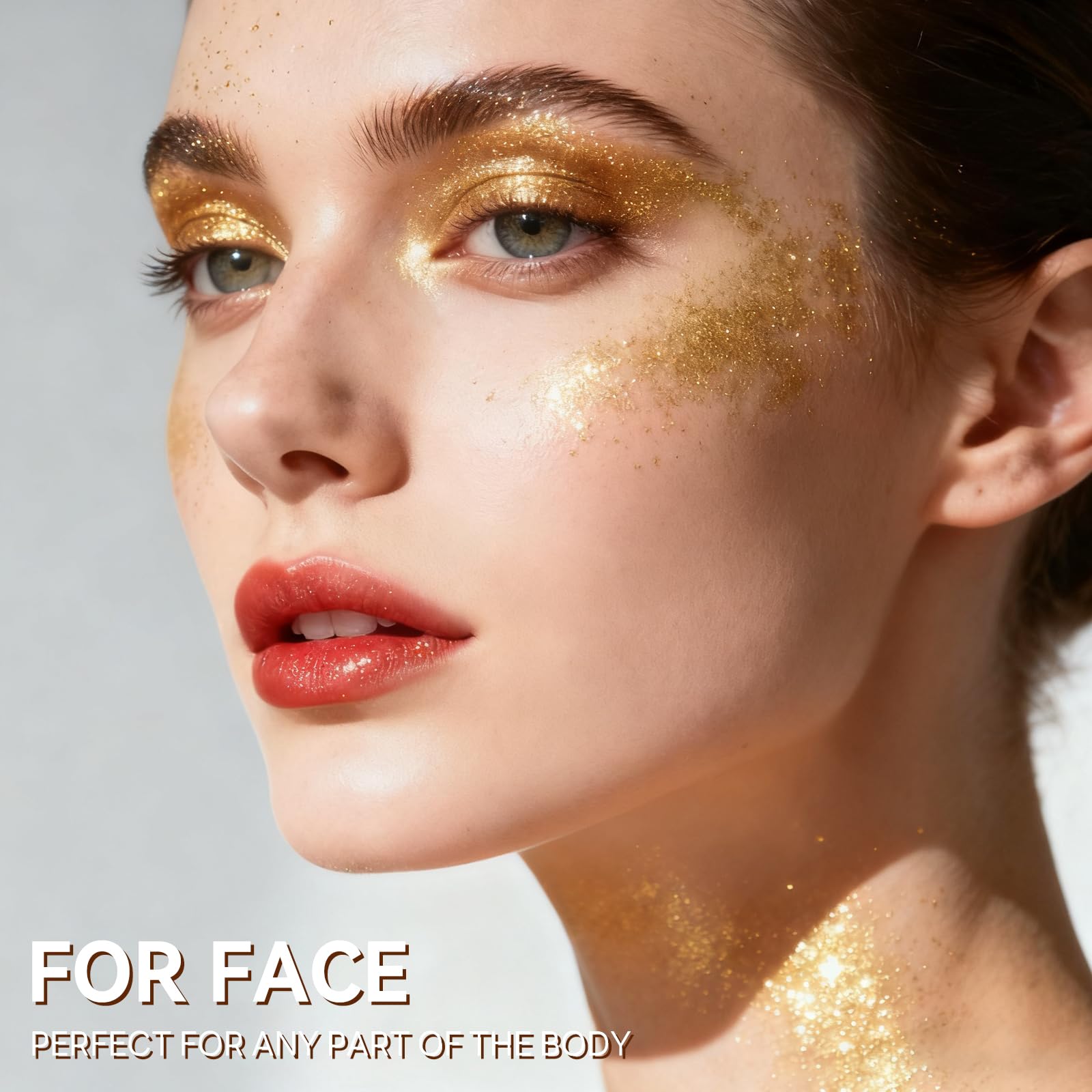 Lezero pulvérisateur pailleté doré sur les cheveux pour brillance rapide.