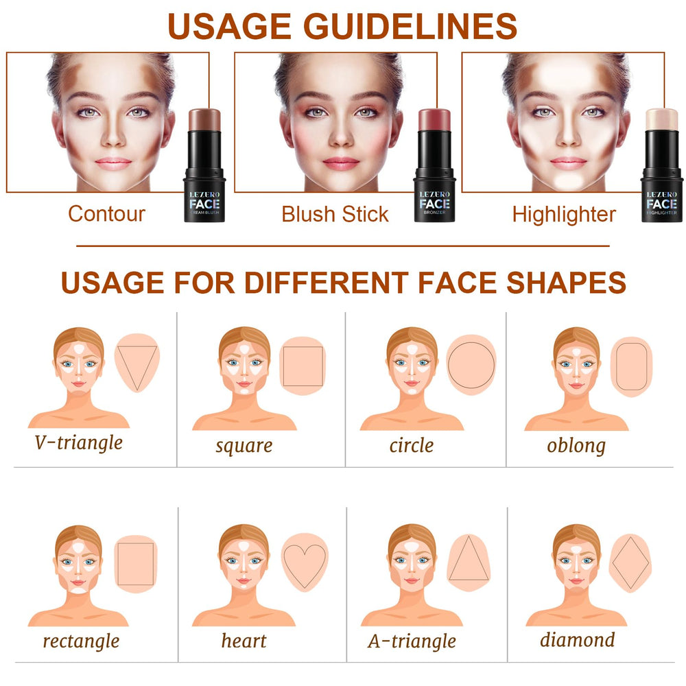 Lezero bâton contour trio application rapide pour les joues.
