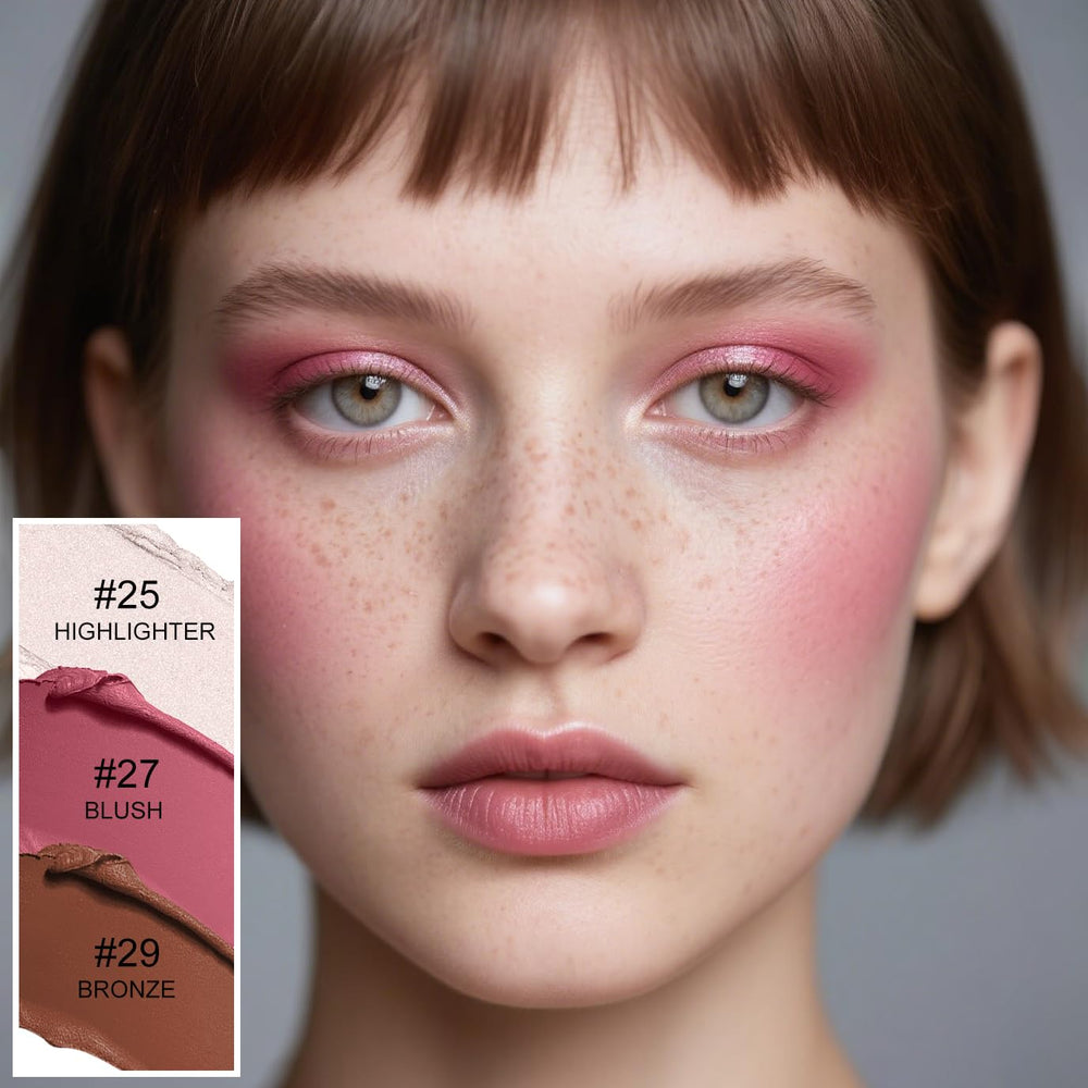 Lezero bâton contour trio fard à joues pour un teint frais.