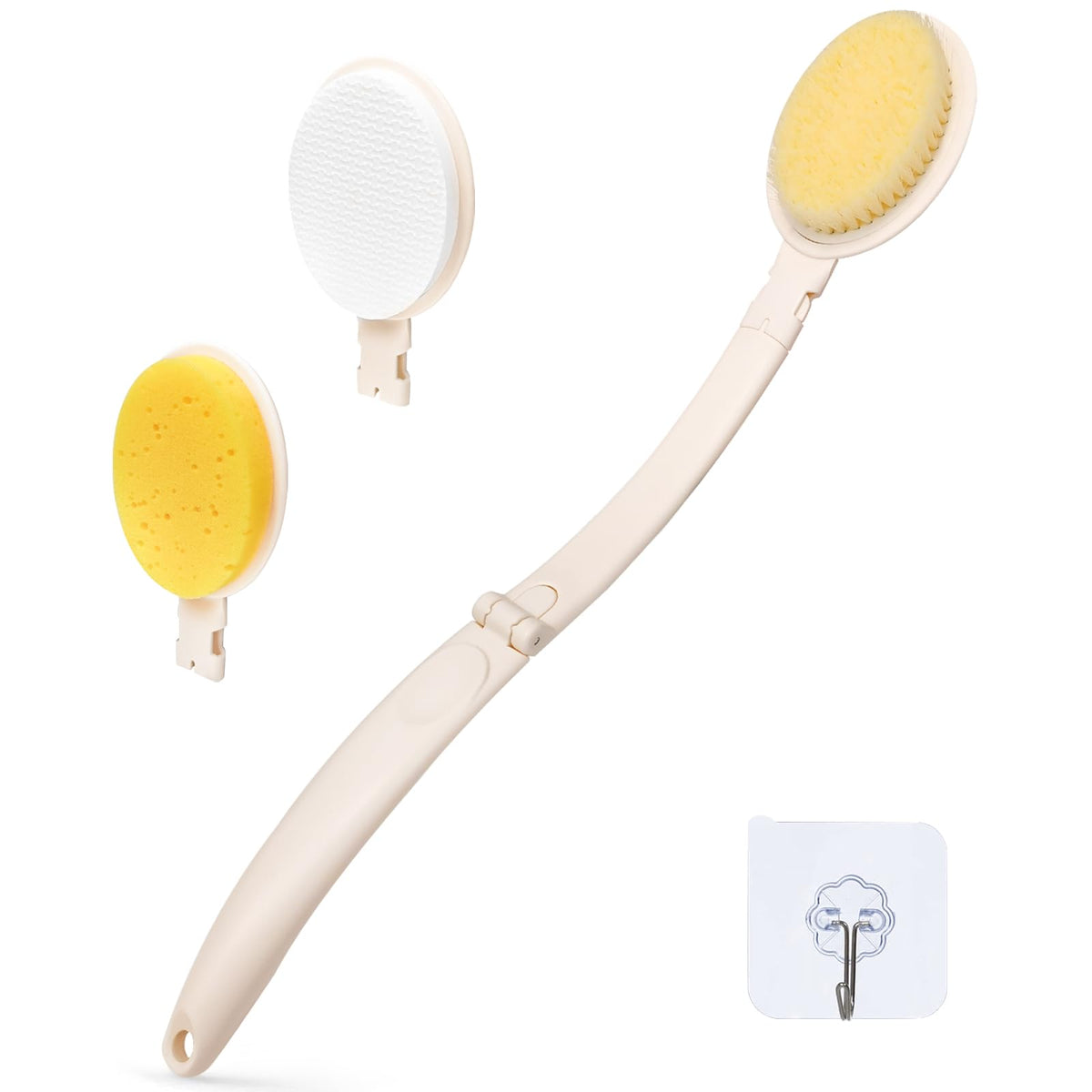 Brosse-douche LFJ avec poignee longue de 19 pouces, facilitant l'accès au dos.