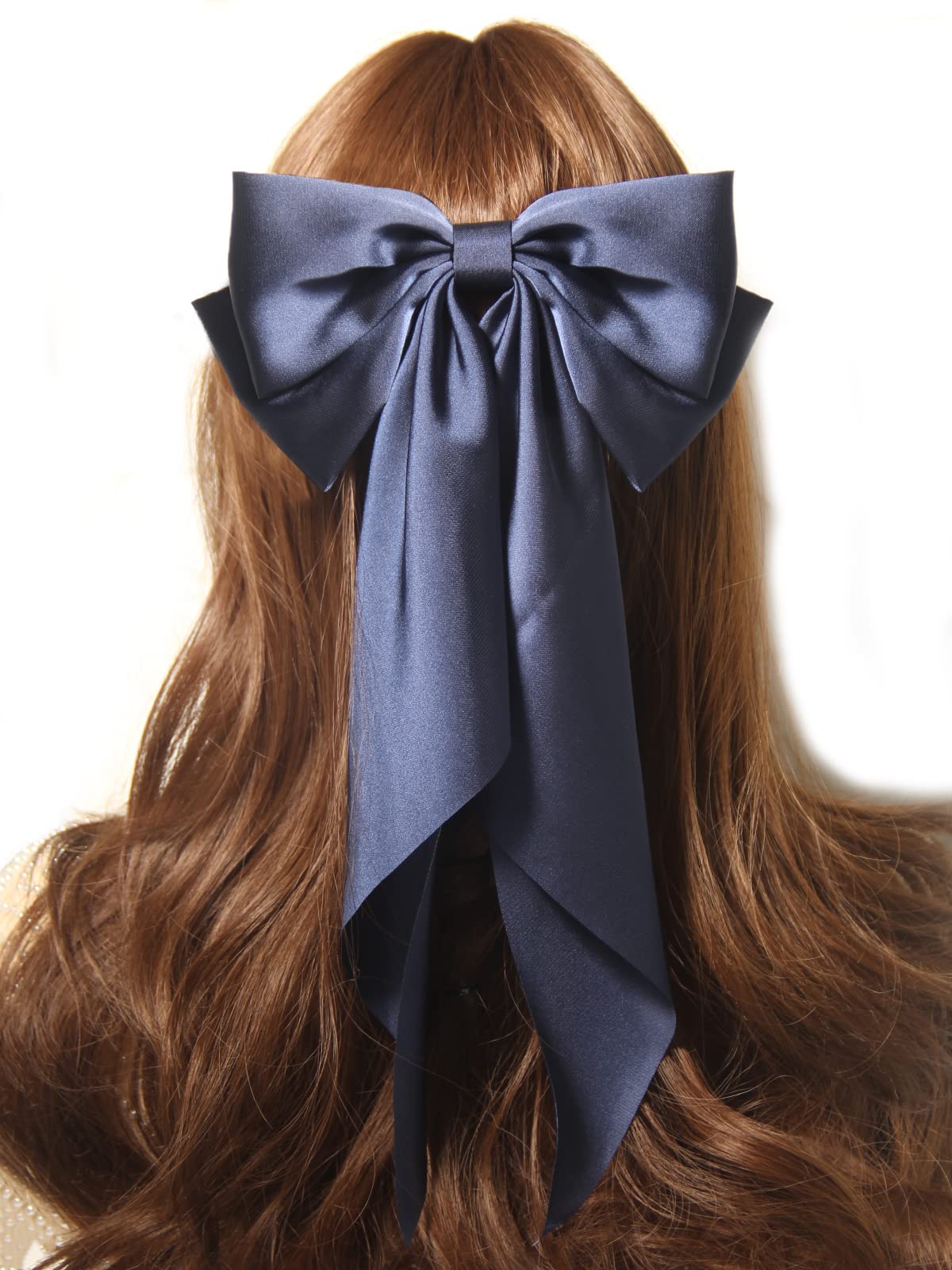 Barrette LFOUVRE accessoire coiffure bleu marine satin, touche rétro.