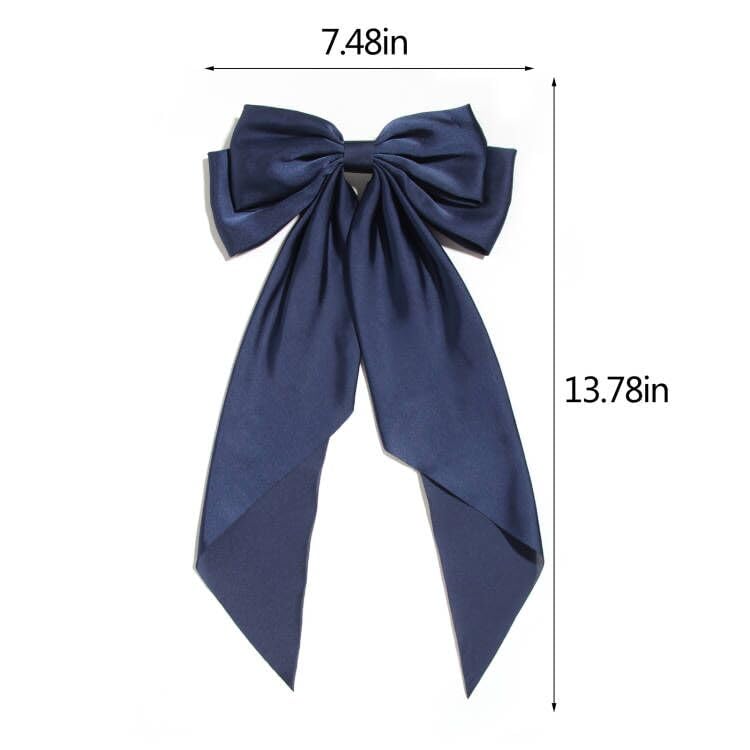 Barrette LFOUVRE grande noeud satin bleu marine, cadeau idéal.