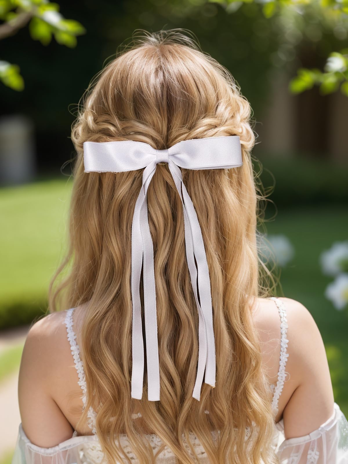 Barrette LFOUVRE noeud ruban longue queue rose, allure élégante au quotidien.