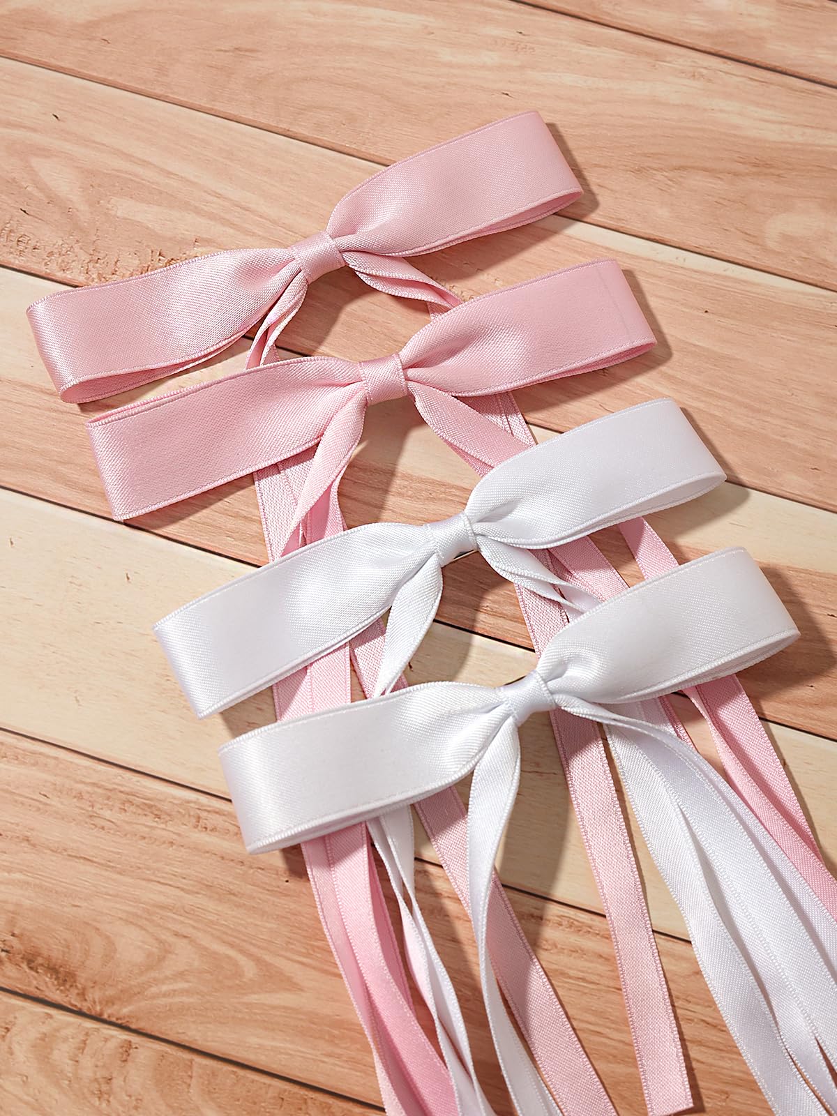 Clip barrette LFOUVRE noeud papillon rose et blanc, cadeau elegant.