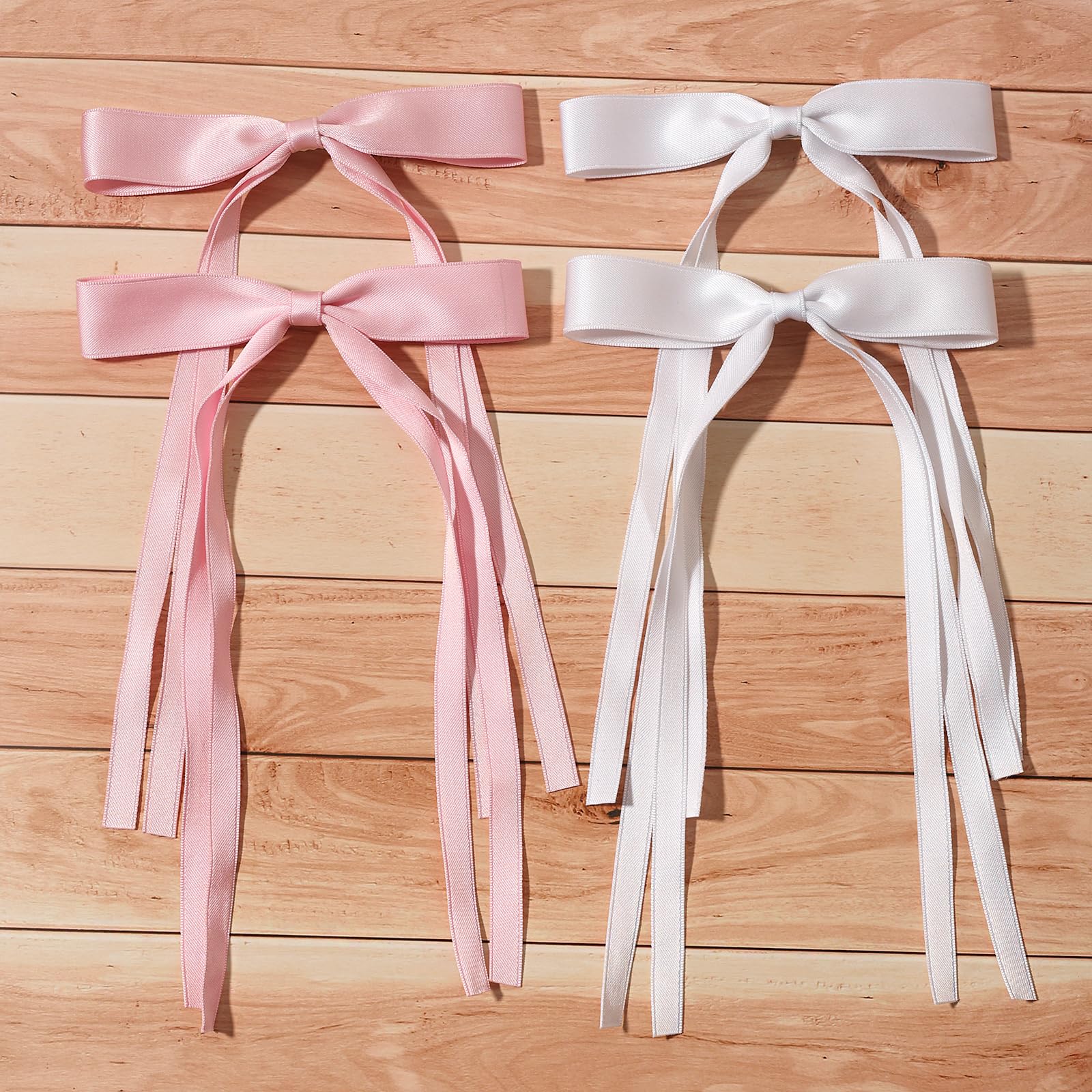 Pince LFOUVRE noeud longue traine rose, compatible cheveux epais.