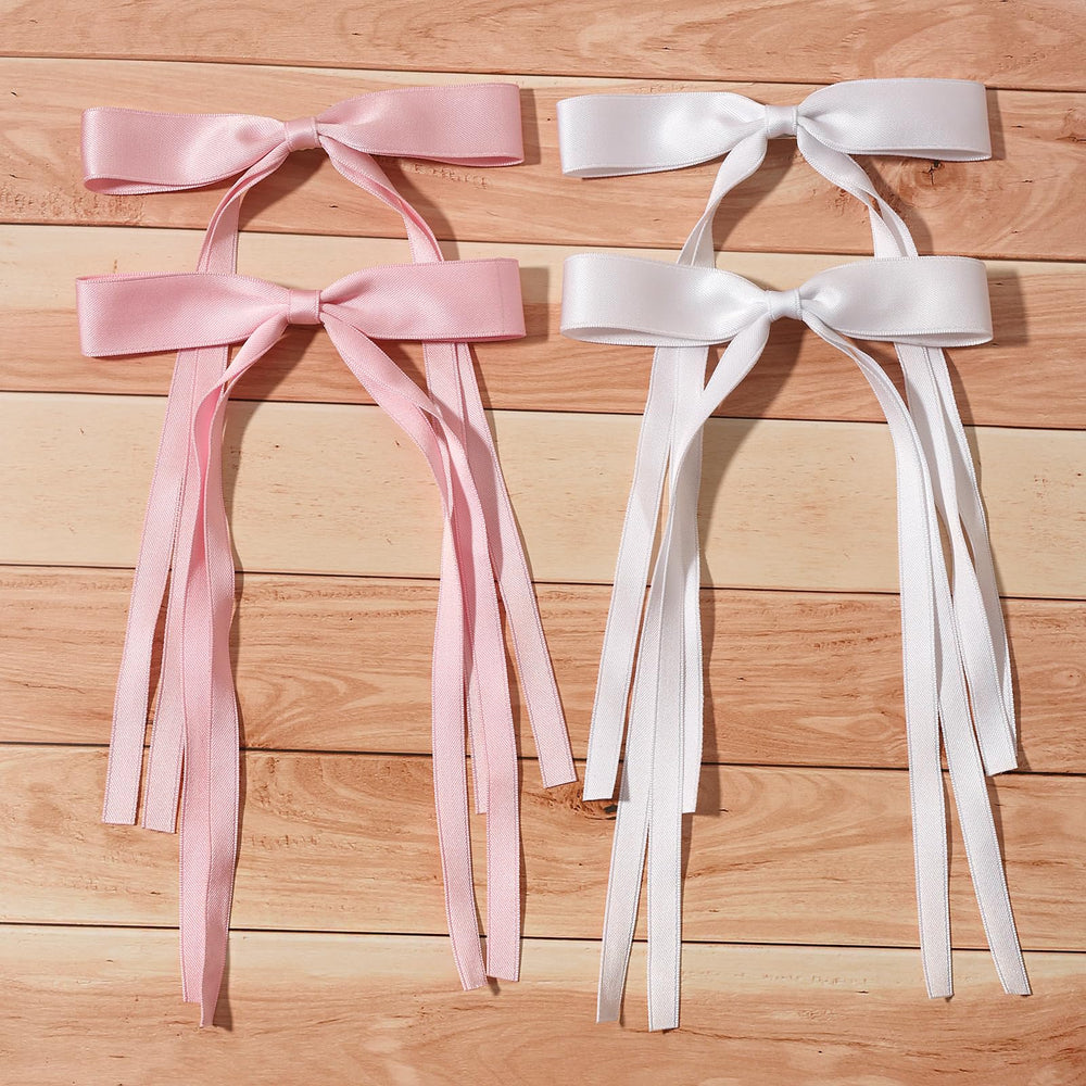 Pince LFOUVRE noeud longue traine rose, compatible cheveux epais.