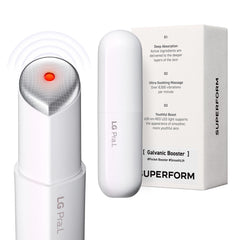 LG Pra.L Superform Galvanique Booster Mystic White – bottle élégante pour un teint lumineux et pratique.