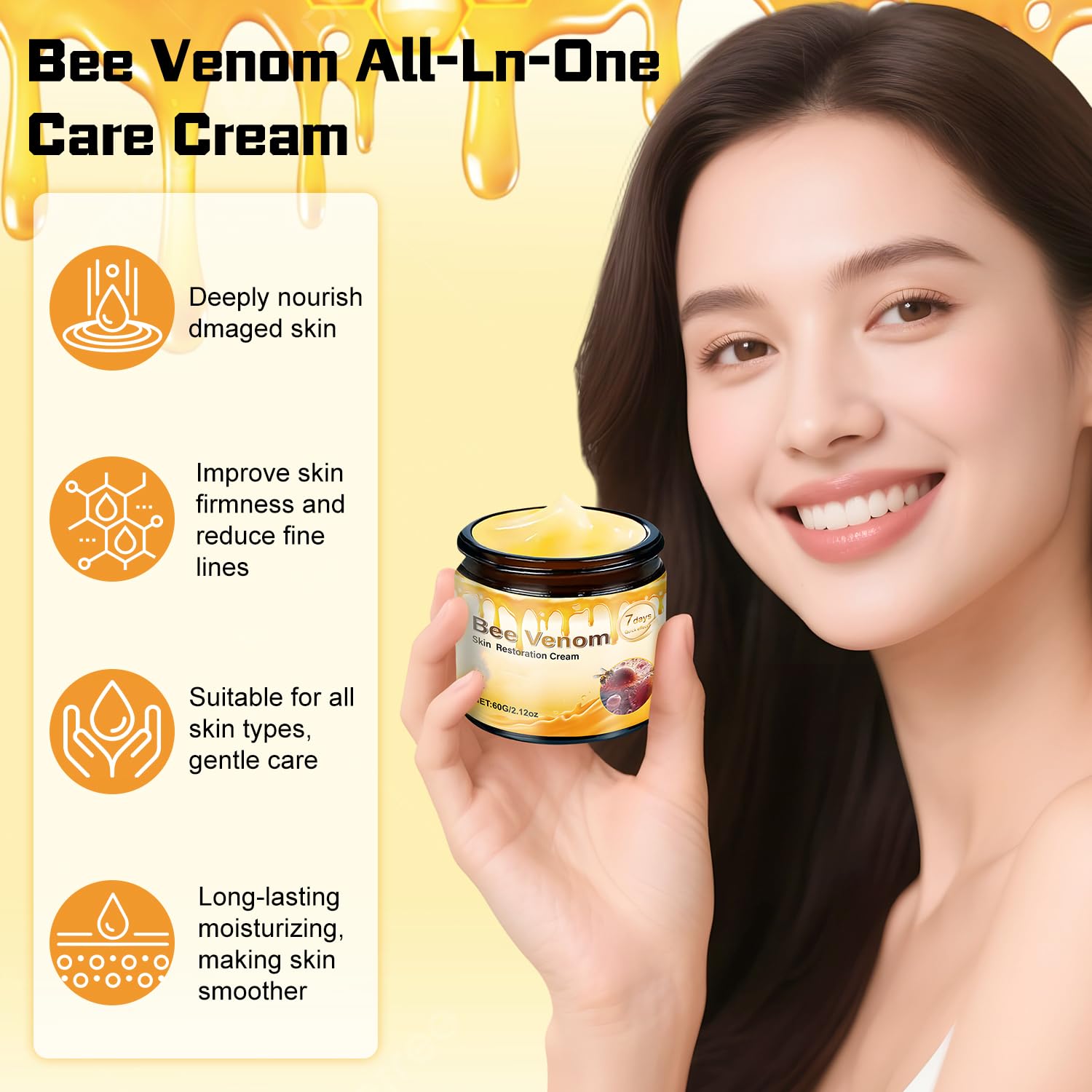 LHBMET Crème venin d'abeille – visage lumineux : éclat et douceur retrouvés.