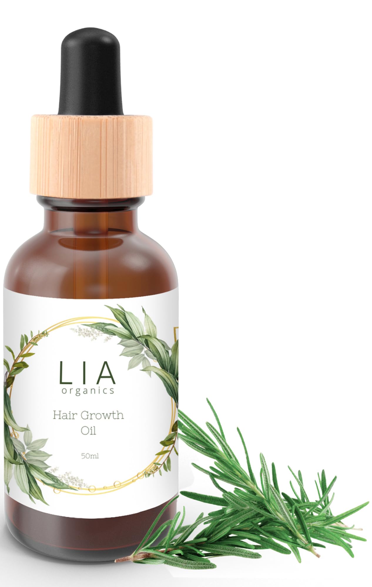 Lia Organics Hair Growth Oil : bouteille-applicateur prête pour un massage capillaire nourrissant.