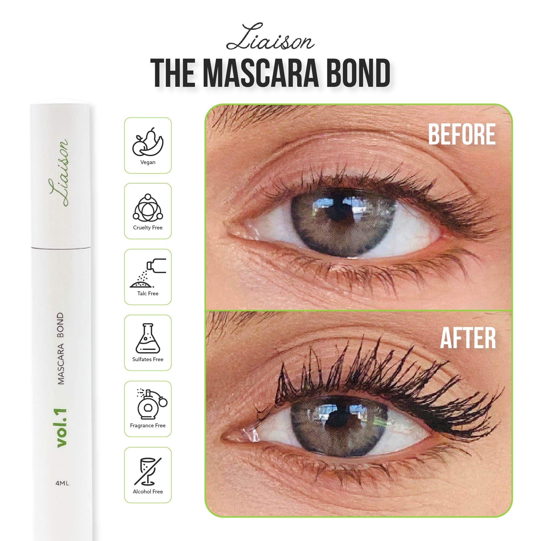 Liaison Mascara Bond fiber serum layer adds dramatic length without glue
