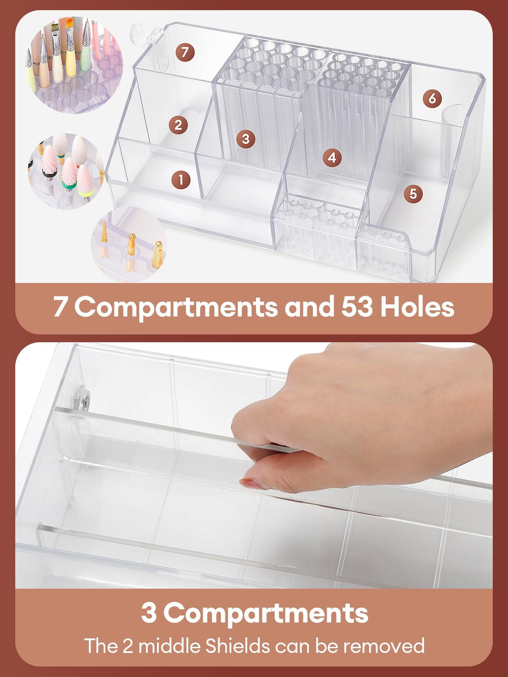 LIARTY range-outils beauté pour ongles offrant un accès rapide et net.