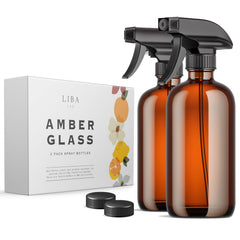 Flacon LiBa pulvérisateur en verre ambré 16 oz, réutilisable.