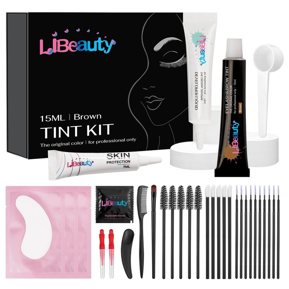 Libeauty kit couleur cils et sourcils brun pour une apparence naturelle.