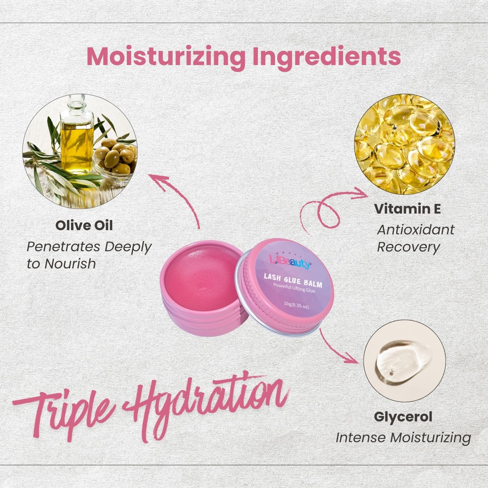 Parfum léger pêche lors de l’application Libeauty Lash Lift Glue Balm.