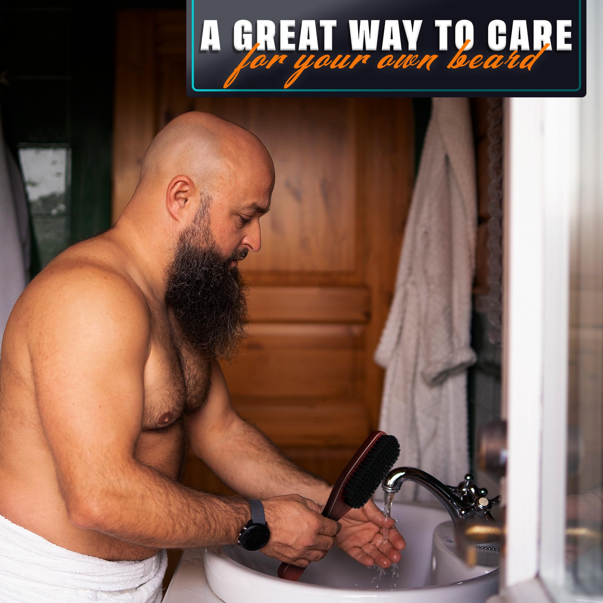 Brosse LIBERHAUS réduit frisottis, texture et volume améliorés pour barbe dense.