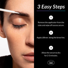 Librow avant-après sourcils, démontrant densité et teinte naturelle.