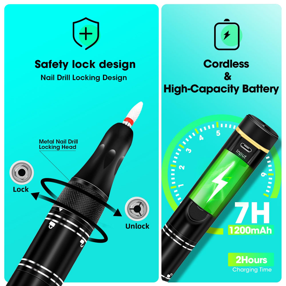 LIERKISS E-File affichage LED affichant RPM et état de la batterie.