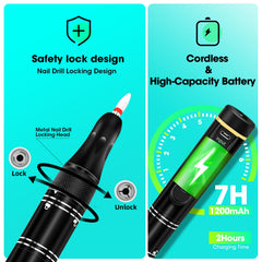 LIERKISS E-File affichage LED affichant RPM et état de la batterie.