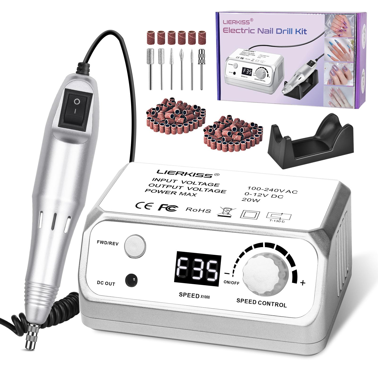 LIERKISS perceuse à ongles professionnelle 35000 RPM, outil fiable pour manucure.