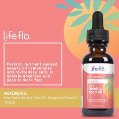 Goutte LIFE-FLO d’huile d’argousier prête à nourrir la peau en douceur.